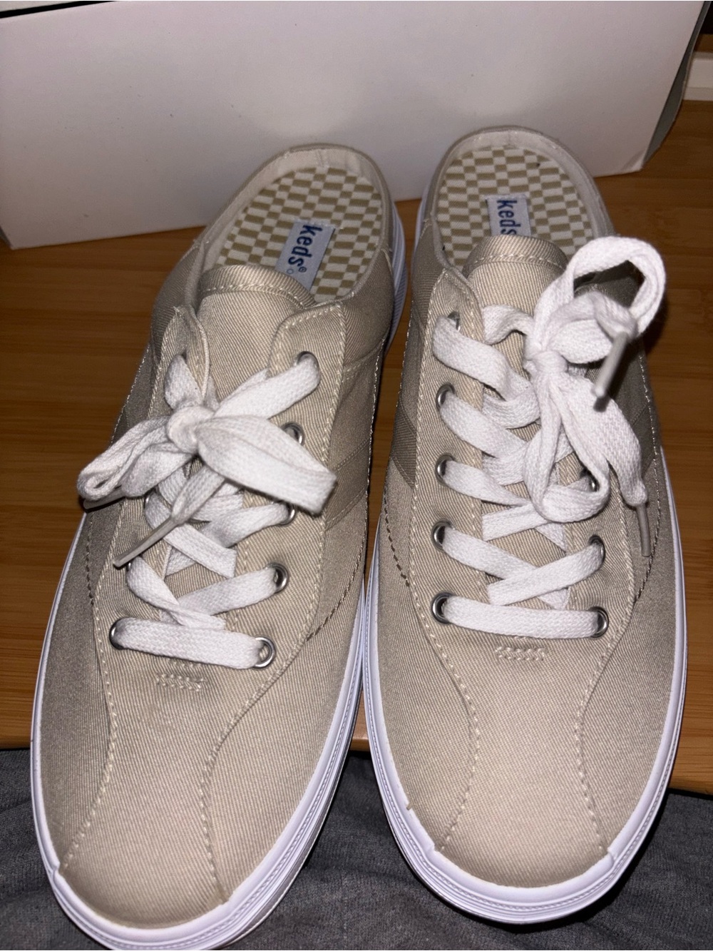 Keds Beige Canvas Sneakers with White Laces